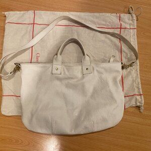 Clare V Cream Leather Messenger Bag